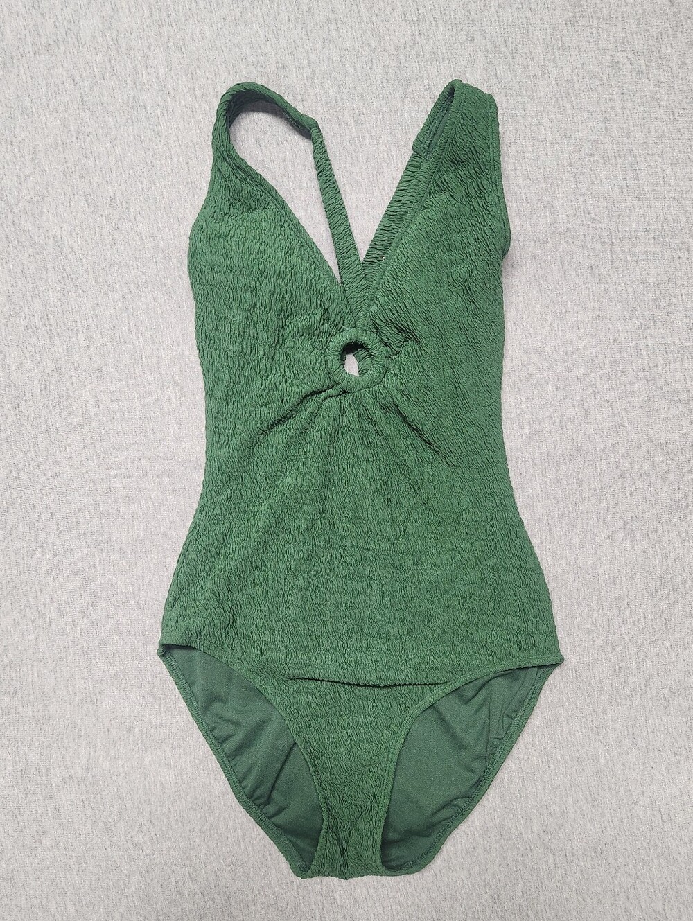 Shade & Shore Women’s Crinkle Plunge Full‑Coverage One‑Piece Swimsuit–Green (S)